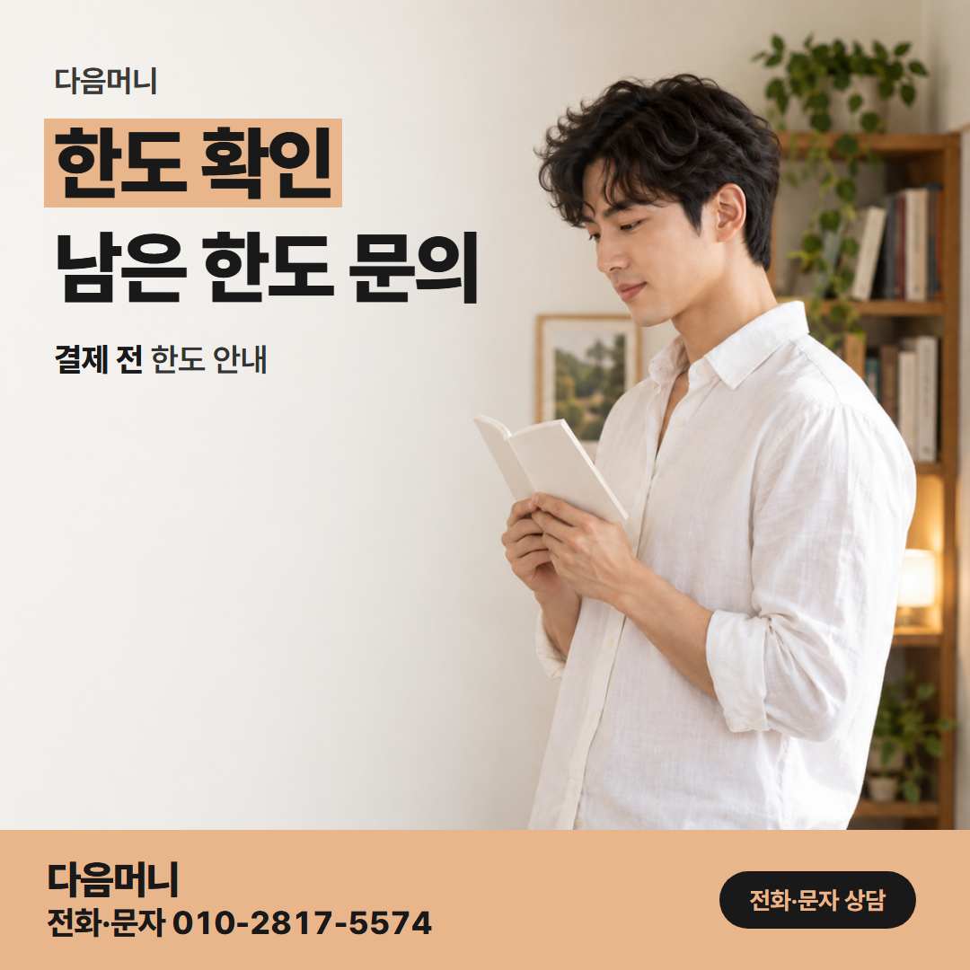 다음머니 농협카드현금화 농협카드 앱에서 남은 한도를 조회하는 고객