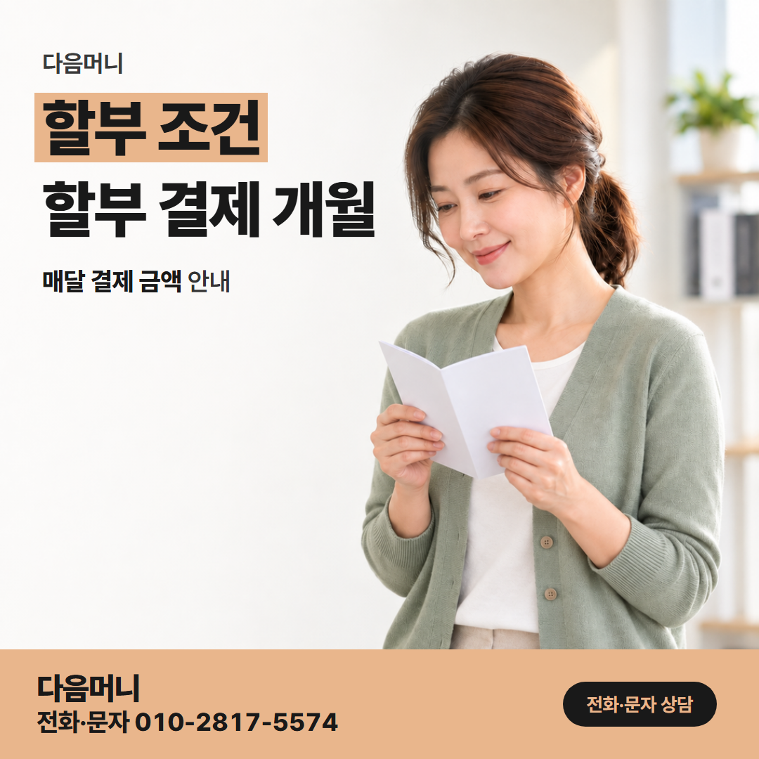 다음머니 농협카드현금화 카드사가 허용한 범위의 할부 개월